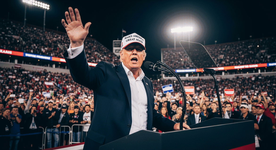 trump greeting fans at rally