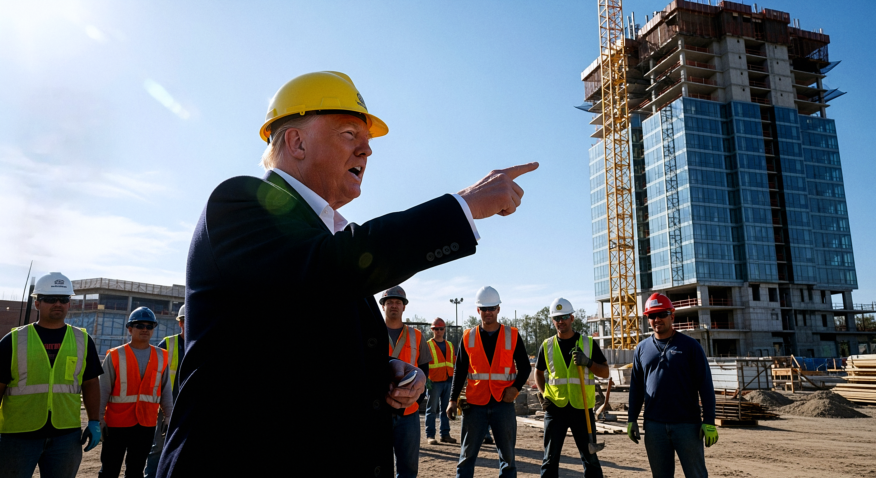 President Trump brags to construction workers about how skilled they are amongst rapid job growth conditions.